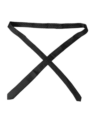 Corbata ajustable para hombre de seda negra con patrón jacquard