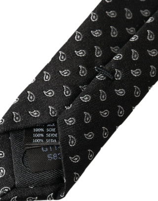Corbata ajustable para hombre de seda negra con patrón jacquard