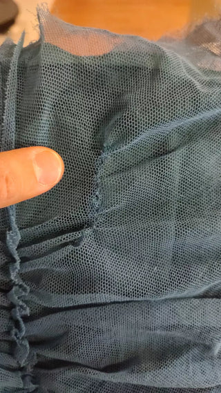 Vestido midi de algodón con forro de tul drapeado azul