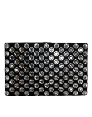 Bolso de mano de fiesta de noche de terciopelo negro con cristales