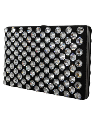 Bolso de mano de fiesta de noche de terciopelo negro con cristales
