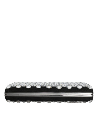 Bolso de mano de fiesta de noche de terciopelo negro con cristales