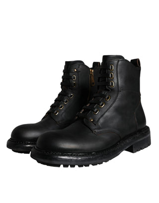 Botas negras para hombre con cordones y caña media