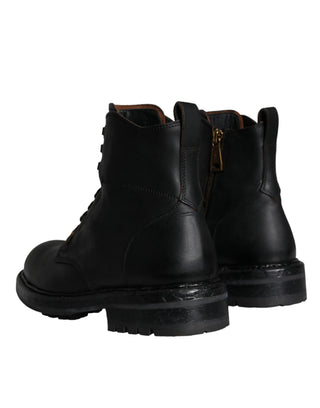 Botas negras para hombre con cordones y caña media