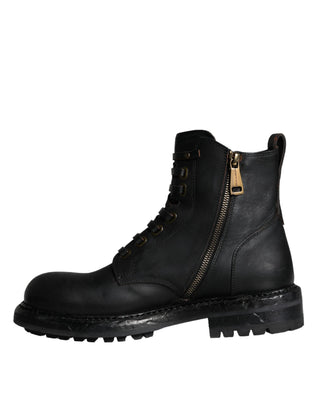 Botas negras para hombre con cordones y caña media