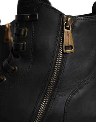 Botas negras para hombre con cordones y caña media