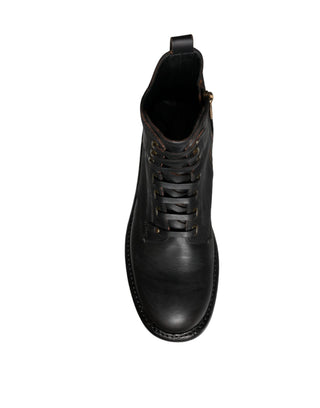 Botas negras para hombre con cordones y caña media