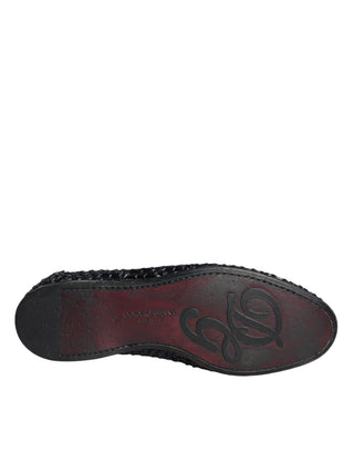 Mocasines negros para hombre de rafia tejida sin cordones