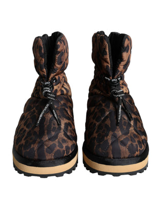 Braune Stiefeletten mit Leopardenmuster und Polsterung