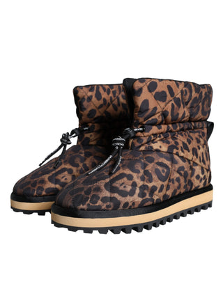Braune Stiefeletten mit Leopardenmuster und Polsterung