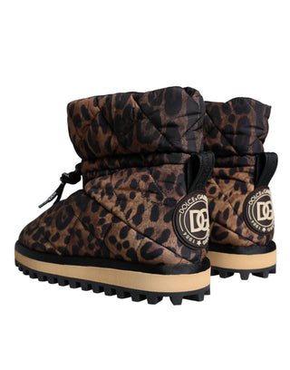 Braune Stiefeletten mit Leopardenmuster und Polsterung