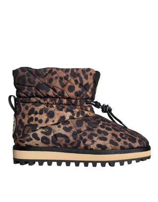 Braune Stiefeletten mit Leopardenmuster und Polsterung