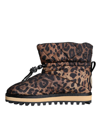 Braune Stiefeletten mit Leopardenmuster und Polsterung