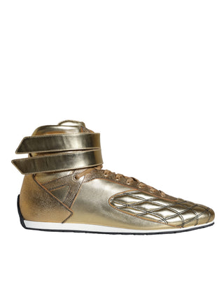 Gold Leather Sartoria High Top Sneakers Shoes