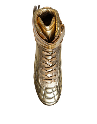 Gold Leather Sartoria High Top Sneakers Shoes