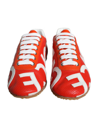 Zapatillas deportivas casuales rojas y blancas con logo de cuero