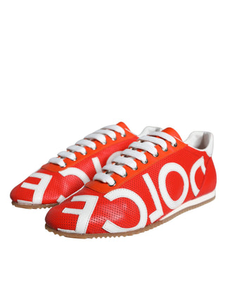 Zapatillas deportivas casuales rojas y blancas con logo de cuero