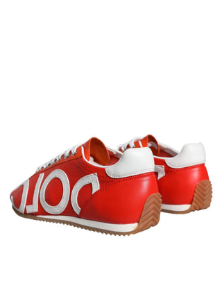Zapatillas deportivas casuales rojas y blancas con logo de cuero
