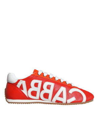 Zapatillas deportivas casuales rojas y blancas con logo de cuero