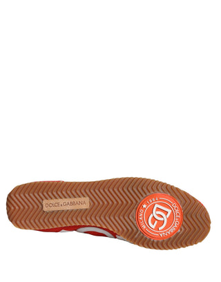 Zapatillas deportivas casuales rojas y blancas con logo de cuero