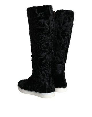 Botas de cuero con piel de cordero Xiangao negras  