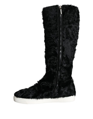 Botas de cuero con piel de cordero Xiangao negras  