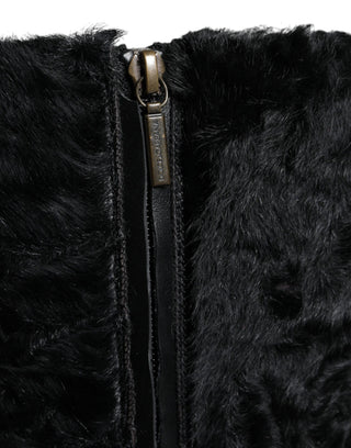 Botas de cuero con piel de cordero Xiangao negras  