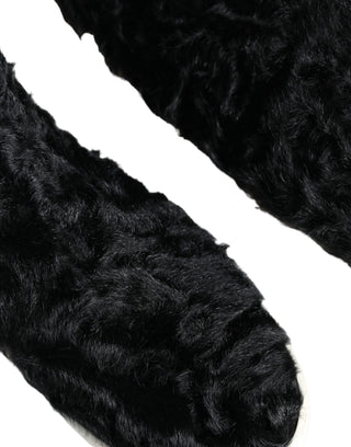 Botas de cuero con piel de cordero Xiangao negras  