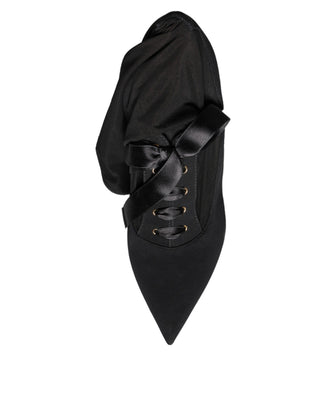 Black Stiletto Heels Mid Calf Boots Shoes
