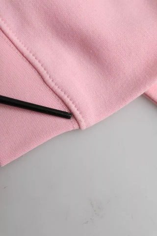 Pink Cotton Logo Long Sleeves Pullover Sweater