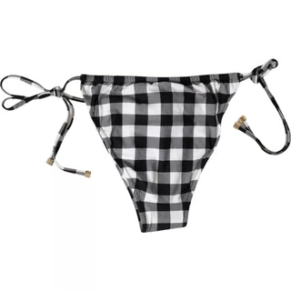 Parte inferior de bikini de traje de baño con cuadros en blanco y negro