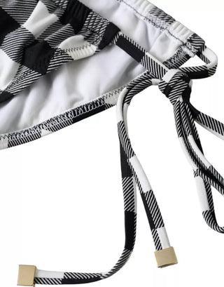 Parte inferior de bikini de traje de baño con cuadros en blanco y negro