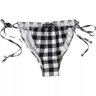 Parte inferior de bikini de traje de baño con cuadros en blanco y negro