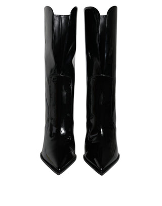 Botas de Cuero Charol Negro hasta la Pantorrilla