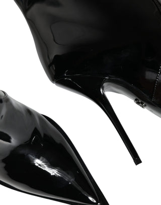 Botas de Cuero Charol Negro hasta la Pantorrilla