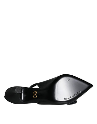 Schwarze Devotion Leder Slingback-Absatzschuhe