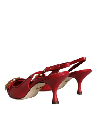 Rote Devotion Leder Pumps Slingback-Schuhe