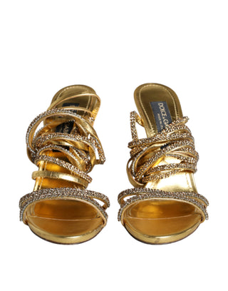 Sandalias de Tacón con Cristales Dorados Keira