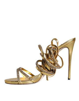 Sandalias de Tacón con Cristales Dorados Keira