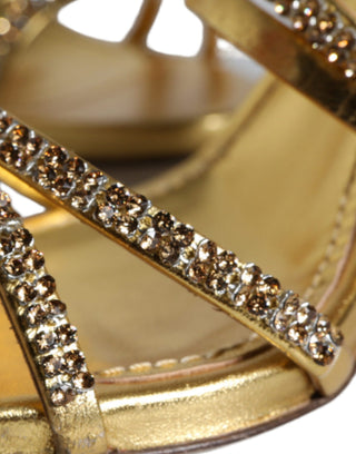 Sandalias de Tacón con Cristales Dorados Keira