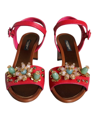 Sandalias Keira de Cuero Fucsia con Adornos