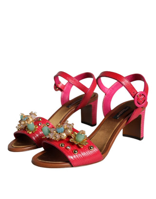 Sandalias Keira de Cuero Fucsia con Adornos