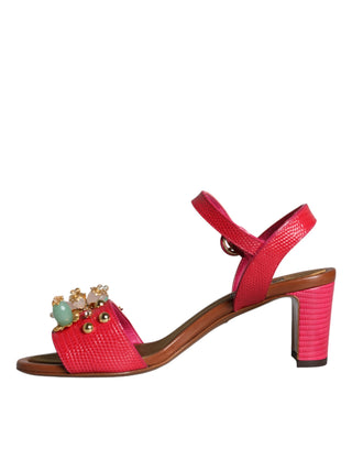 Sandalias Keira de Cuero Fucsia con Adornos