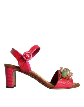 Sandalias Keira de Cuero Fucsia con Adornos