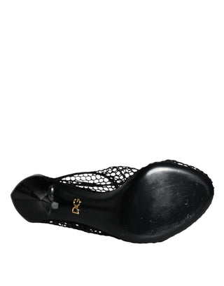 Sandalias Keira de Tacón de Cuero con Malla Negra