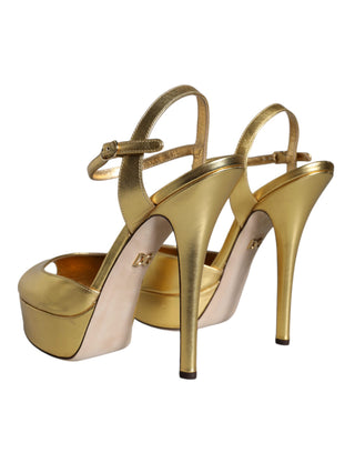 Gold Bette Leder High Heels Sandalen