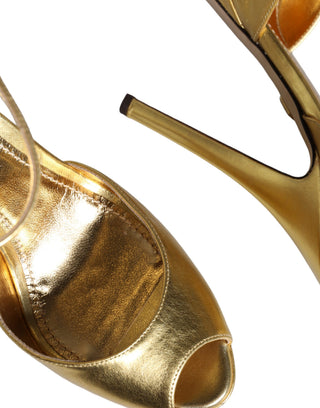Gold Bette Leder High Heels Sandalen