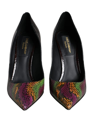 Zapatos de tacón multicolor de cuero exótico