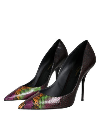 Zapatos de tacón multicolor de cuero exótico