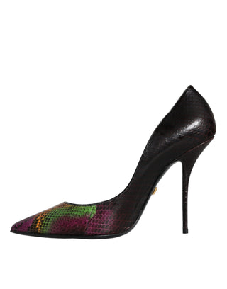 Zapatos de tacón multicolor de cuero exótico